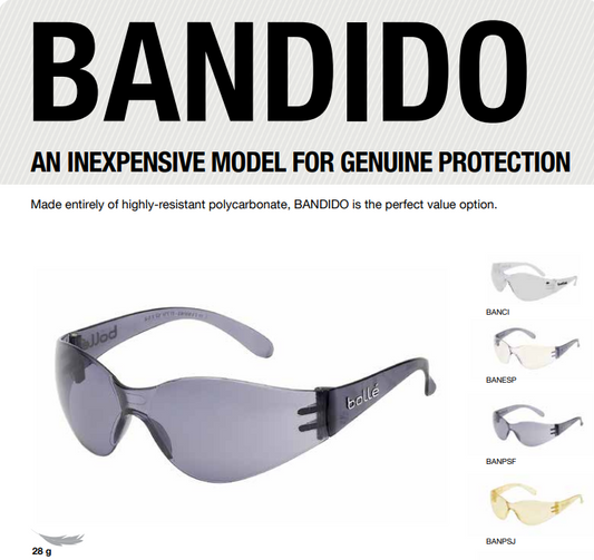 Bolle Safety Bandido Smoke Glasses - NWT FM SOLUTIONS - YOUR CATERING WHOLESALER