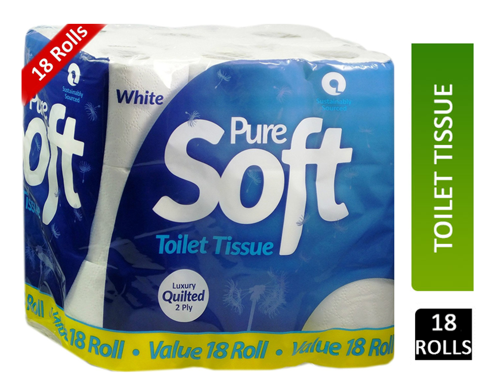 Pure Soft White Toilet Rolls 18 Pack - NWT FM SOLUTIONS - YOUR CATERING WHOLESALER