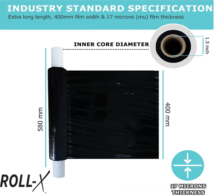 Roll-X Black Pallet Wrap (400mm x 250m 17mu)