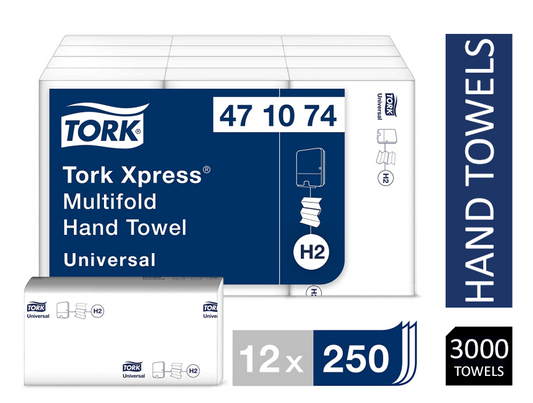 Tork Xpress Multifold Hand Towel H2 White 12 x 250 Sheets {471074} - NWT FM SOLUTIONS - YOUR CATERING WHOLESALER