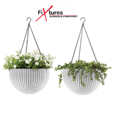 Fixtures Beige Rattan Hanging Basket 25cm x 16cm - NWT FM SOLUTIONS - YOUR CATERING WHOLESALER