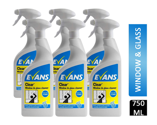 Evans Vanodine Clear Window & Glass Cleaner 750ml - NWT FM SOLUTIONS - YOUR CATERING WHOLESALER