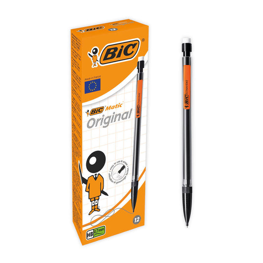 Bic Matic Original Mechanical Pencil Black 3 x HB 0.7mm Lead Pack 12's - NWT FM SOLUTIONS - YOUR CATERING WHOLESALER