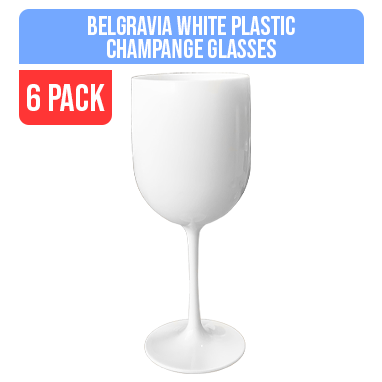 Belgravia White Plastic Wine/Champagne Glasses Pack 6"s