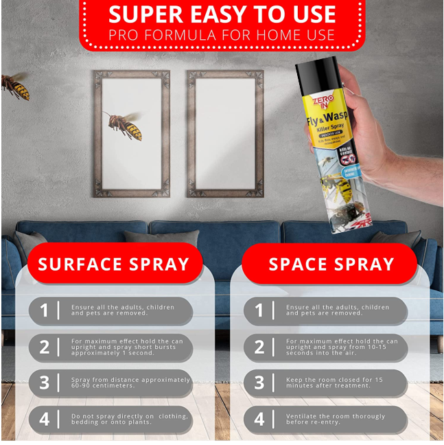 Zero-in Total Fly & Wasp Killer Spray 300ml