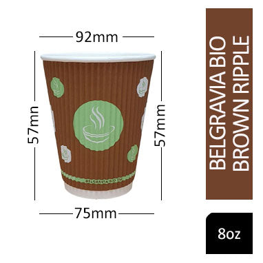 Belgravia 8oz Biodegradable Ripple Cups 25's - NWT FM SOLUTIONS - YOUR CATERING WHOLESALER