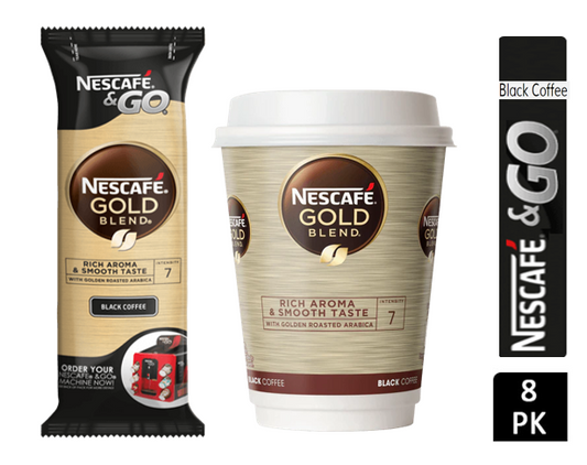 Nescafe & Go Gold Blend Black Cups (Sleeve of 8) - NWT FM SOLUTIONS - YOUR CATERING WHOLESALER