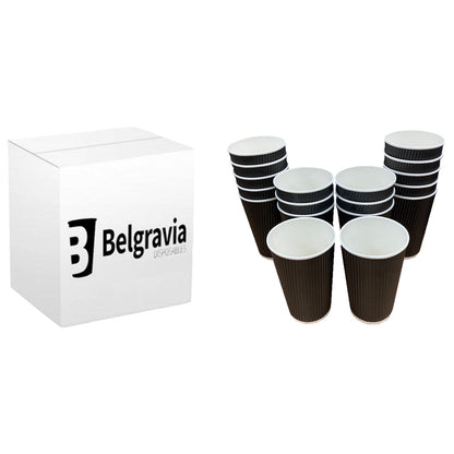 Belgravia 8oz Triple Walled Black Ripple Paper Cups 25's