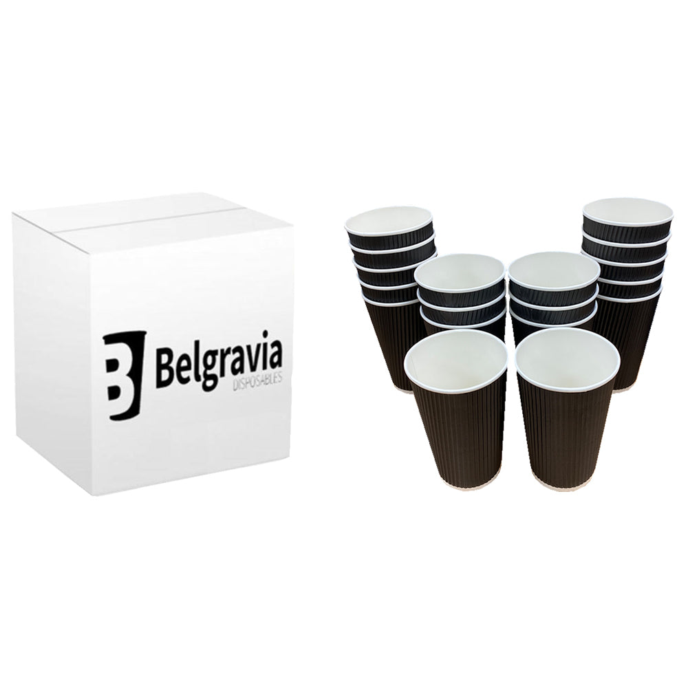 Belgravia 12oz Triple Walled Black Ripple Paper Cups 25's