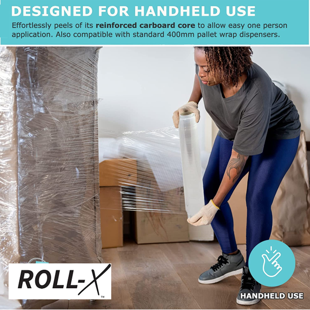 Roll-X Clear Hand Stretch Film Pallet Wrap XL {400mm x 300m}