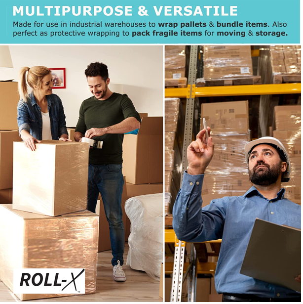 Roll-X Clear Hand Stretch Film Pallet Wrap XL {400mm x 300m}