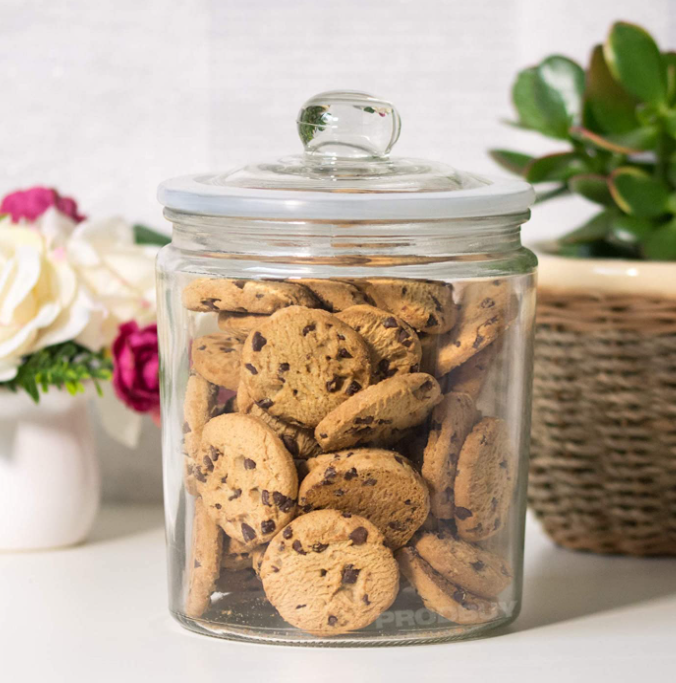 Large 4L Fixtures Glass Jar with Air Tight lid for Biscuits,Sweets,Coffee, etc..