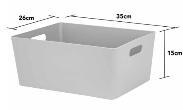 Wham Grey Rectangular Studio Basket 5.02 11.5 Litre