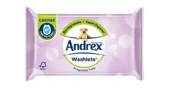 Andrex Biodegradable Fine to Flush Fragrance Free Washlets 36's