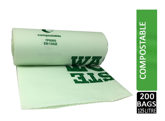 Compostable Biodegradable Bin Liner 125 Litre Pack 10's - NWT FM SOLUTIONS - YOUR CATERING WHOLESALER