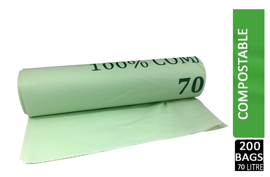 Compostable Biodegradable Bin Liner 70 Litre Pack 10's - NWT FM SOLUTIONS - YOUR CATERING WHOLESALER