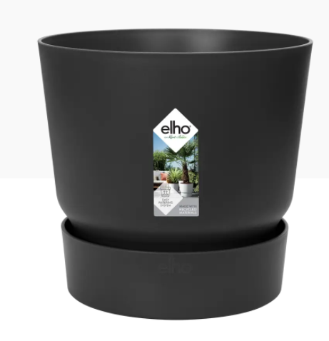 Elho Greenville Round Pot & Base LIVING BLACK 16cm - NWT FM SOLUTIONS - YOUR CATERING WHOLESALER