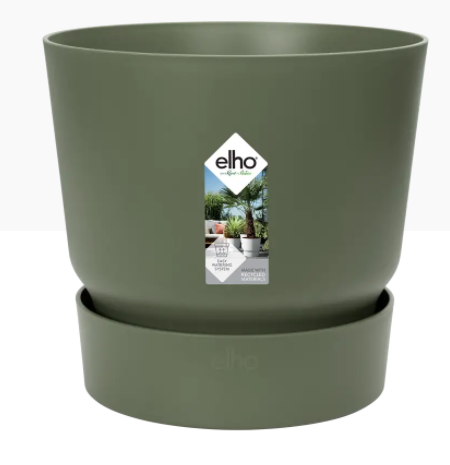 Elho Greenville Round Pot & Base GREEN 20cm - NWT FM SOLUTIONS - YOUR CATERING WHOLESALER