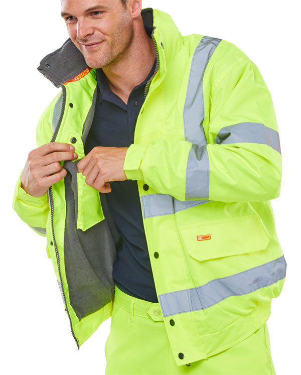 Hi-Vis Yellow Bomber Jacket Medium - NWT FM SOLUTIONS - YOUR CATERING WHOLESALER