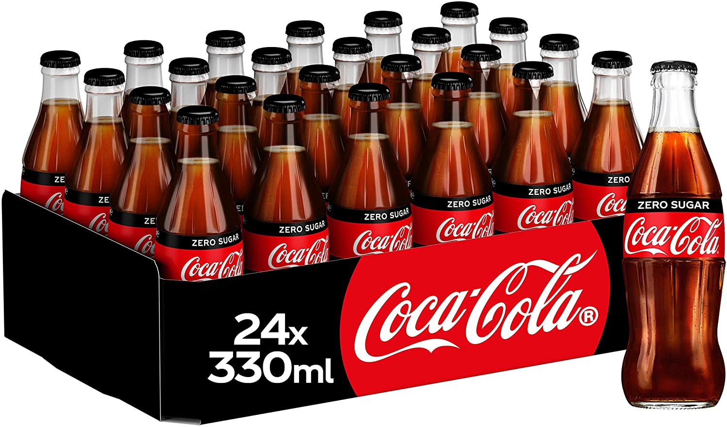 Coca Cola Zero GLASS Bottles 24x330ml - NWT FM SOLUTIONS - YOUR CATERING WHOLESALER
