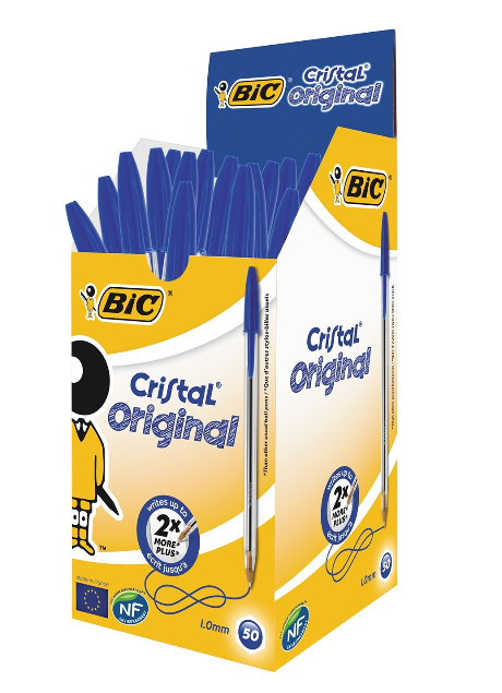 Bic Cristal Original Ballpoint Medium Blue Pens 50's - NWT FM SOLUTIONS - YOUR CATERING WHOLESALER