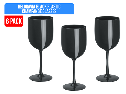 Belgravia Black Plastic Wine/Champagne Glasses Pack 6ƒ¢¢‚¬Å¡¬¢‚¬Å¾¢s - NWT FM SOLUTIONS - YOUR CATERING WHOLESALER