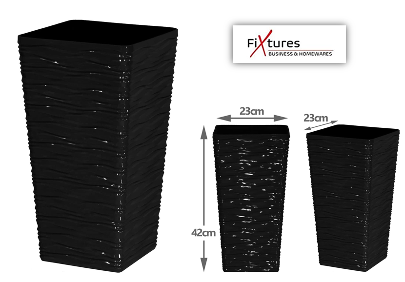 Fixtures Glaze Wave MEDIUM Planter {Black}