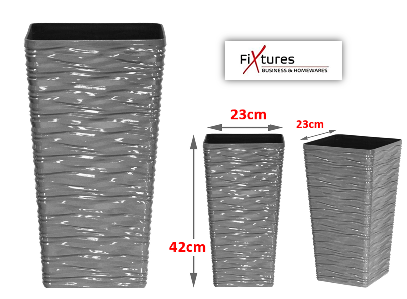 Fixtures Glaze Wave MEDIUM Planter {Grey}