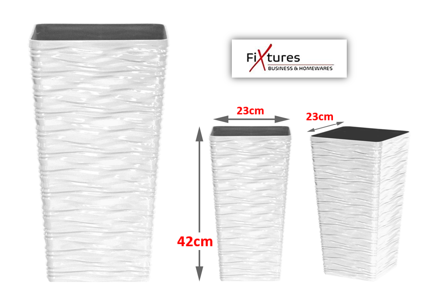 Fixtures Glaze Wave MEDIUM Planter {White}