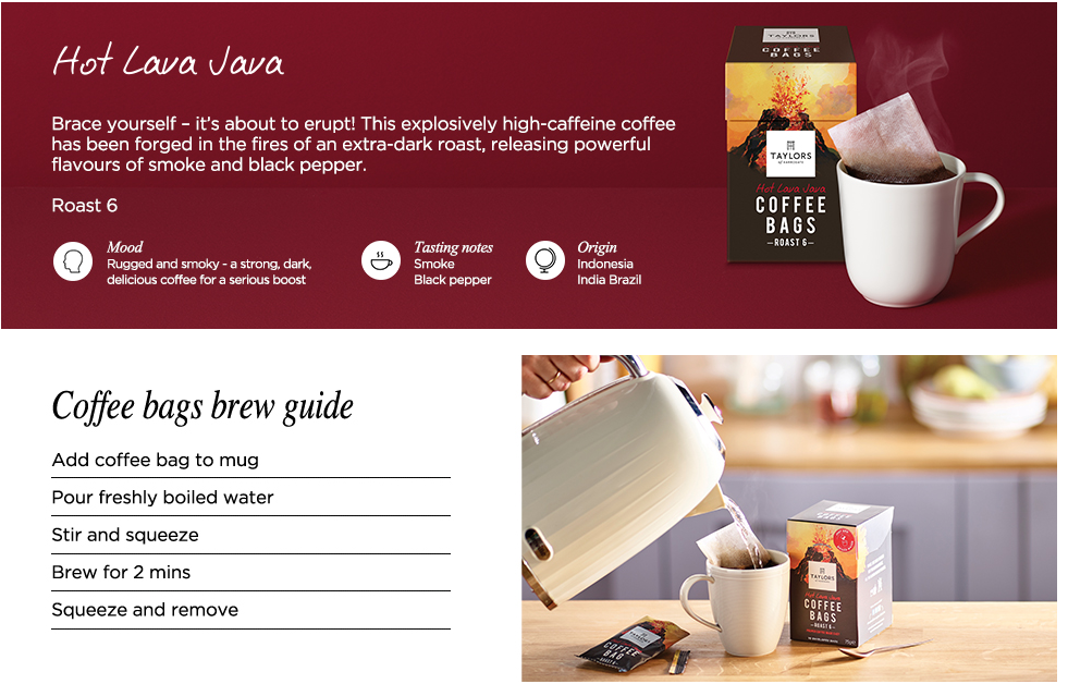 Taylors of Harrogate Hot Lava Java Coffee Bags Pack 10s