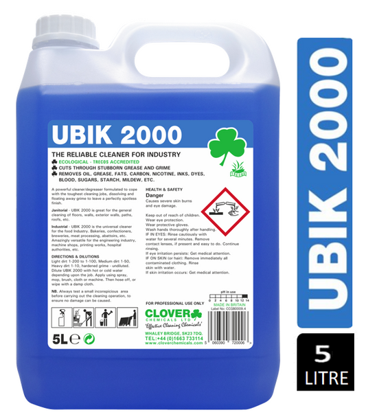 Ubik 2000 Universal Cleaner Concentrate 5 Litre - NWT FM SOLUTIONS - YOUR CATERING WHOLESALER