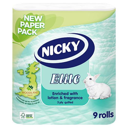 Nicky Elite White Toilet Rolls 9 Pack