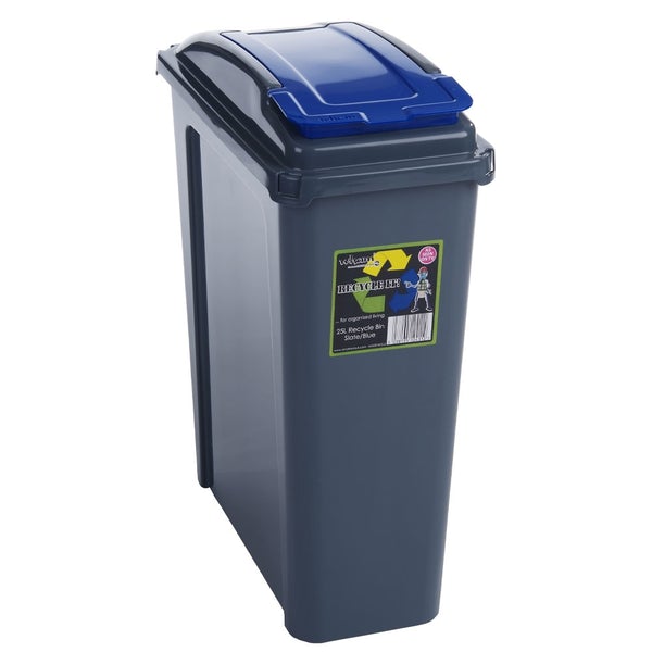 VFM Recycle It Blue Slimline Bin & Lid 25 Litre - NWT FM SOLUTIONS - YOUR CATERING WHOLESALER