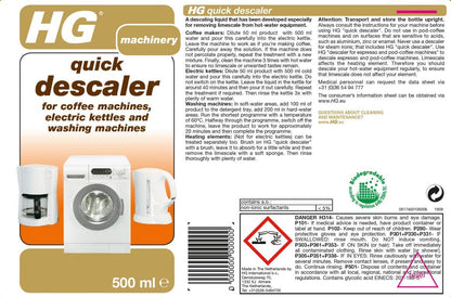 HG Quick Descaler,for Coffee Machines, Kettles & Washing Machines 500ml