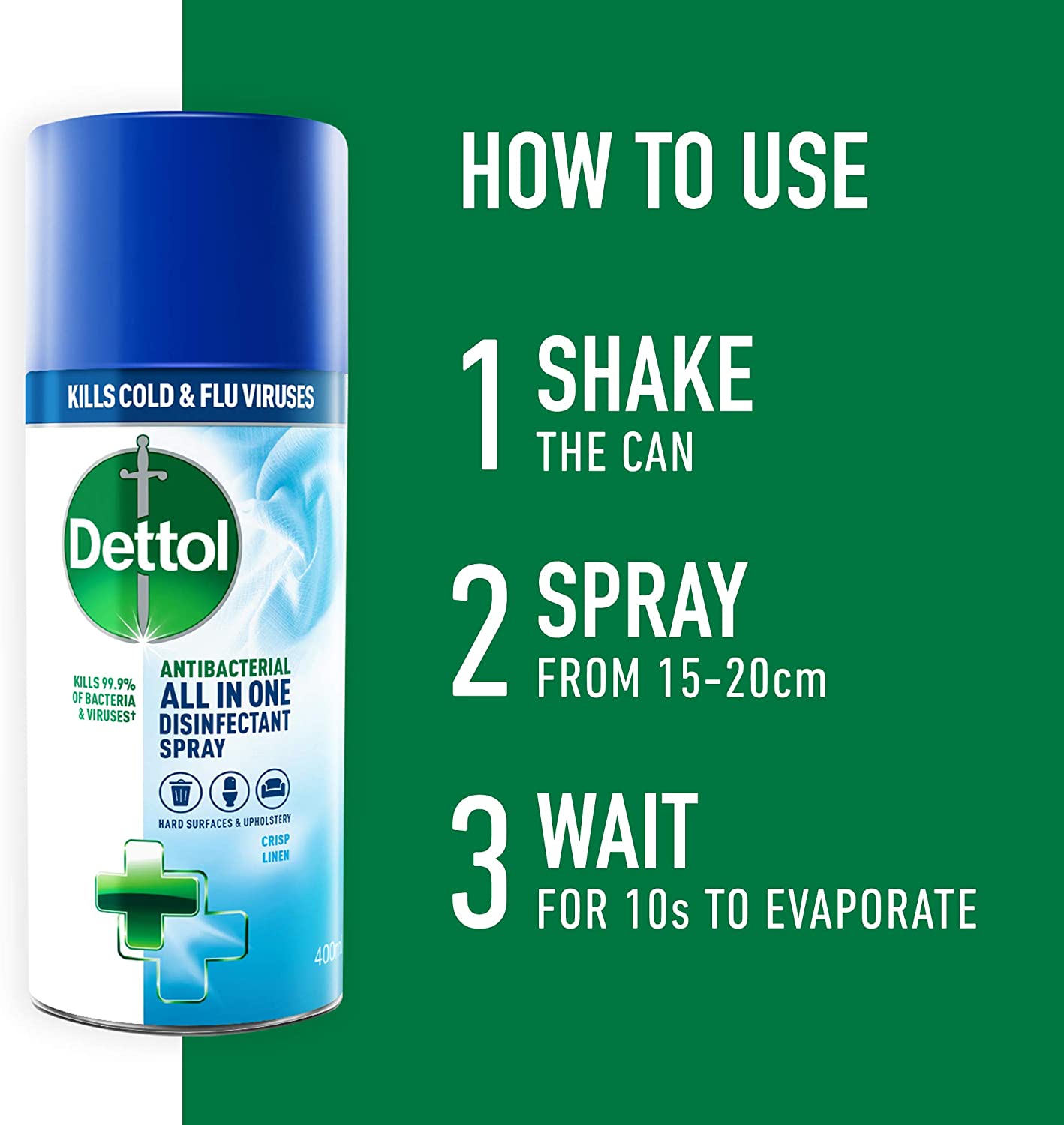 Dettol Crisp Linen Disinfectant Spray 400ml