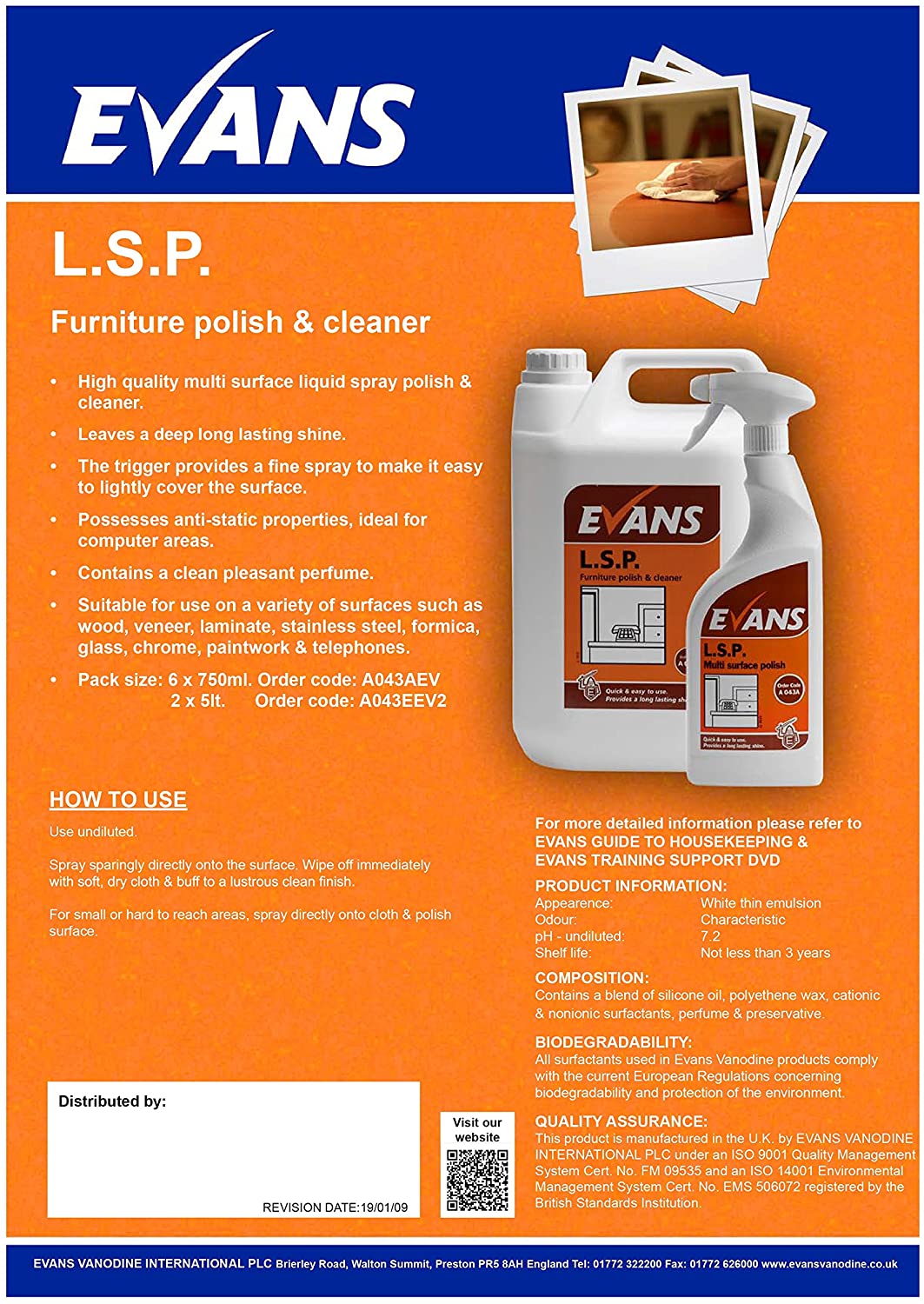 Evans Vanodine LSP Multi Surface Polish 750ml