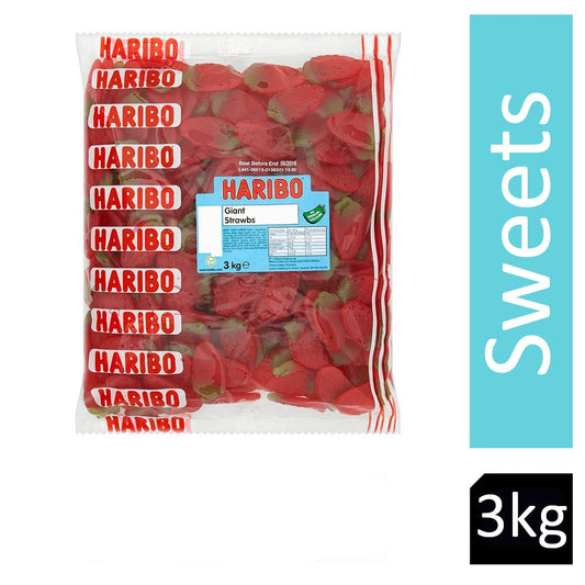 Haribo Giant Strawberries 3kg Bag - NWT FM SOLUTIONS - YOUR CATERING WHOLESALER