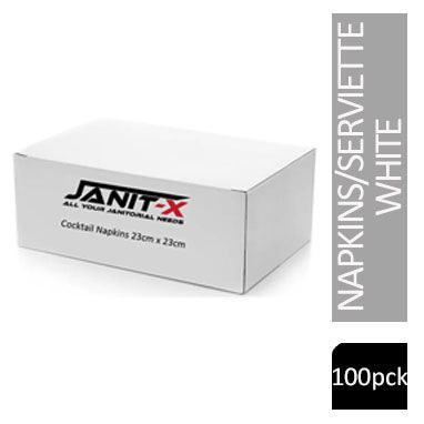 Janit-X Paper Cocktail Napkins White 2 Ply 24cmx24cm 100's - NWT FM SOLUTIONS - YOUR CATERING WHOLESALER