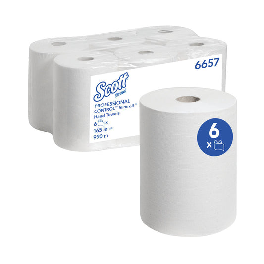 Scott 1-Ply Slimroll Hand Towel Roll White (Pack of 6) 6657 - NWT FM SOLUTIONS - YOUR CATERING WHOLESALER