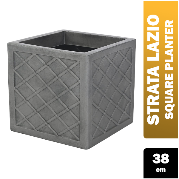 Lazio Pewter Large 38cm Square Planter - NWT FM SOLUTIONS - YOUR CATERING WHOLESALER