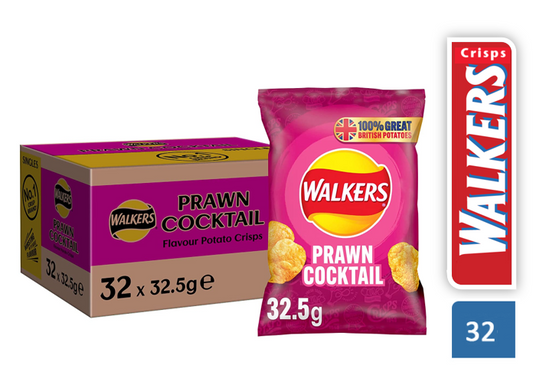 Walkers Crisps Prawn Cocktail Pack 32's - NWT FM SOLUTIONS - YOUR CATERING WHOLESALER
