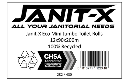 Janit-X Eco 100% Recycled Mini Jumbo 2Ply Toilet Rolls 12 x 200m 3" Core