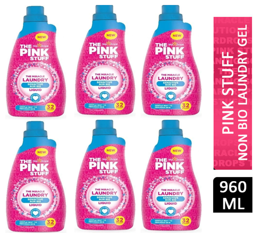 Stardrops The Pink Stuff Sensitive Non-Bio Laundry Liquid 960ml - NWT FM SOLUTIONS - YOUR CATERING WHOLESALER