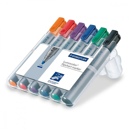 Staedtler Lumocolor Assorted Flipchart Markers Pack 6's - NWT FM SOLUTIONS - YOUR CATERING WHOLESALER