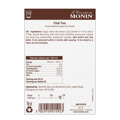 Monin Chai Coffee Syrup 700ml (Glass)