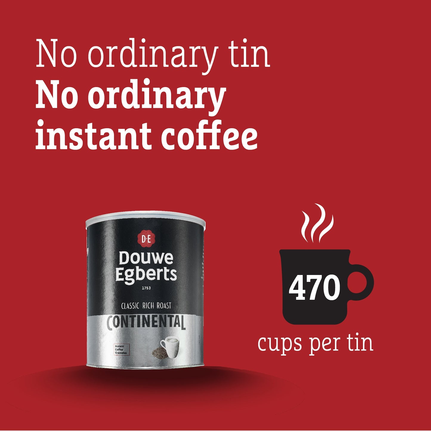 Douwe Egberts Continental Rich Dark Roast Instant Coffee 750g Tin