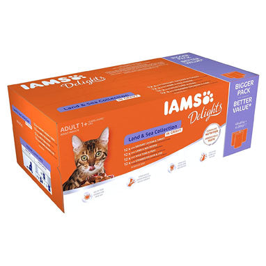 IAMS Delights Adult Cat Land & Sea Collection in Gravy 48x85g - NWT FM SOLUTIONS - YOUR CATERING WHOLESALER
