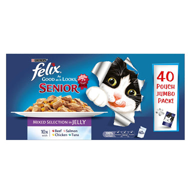 Felix AGAIL Senior Cat Food Mixed Selection in Jelly 40x100g - NWT FM SOLUTIONS - YOUR CATERING WHOLESALER