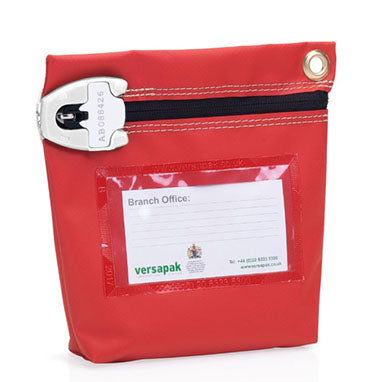 Versapak Small Secure Cash Bag 152x178x50mm RED (CCB0) - NWT FM SOLUTIONS - YOUR CATERING WHOLESALER