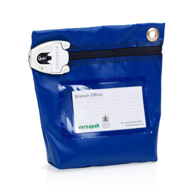 Versapak Small Secure Cash Bag 152x178x50mm BLUE (CCB0) - NWT FM SOLUTIONS - YOUR CATERING WHOLESALER
